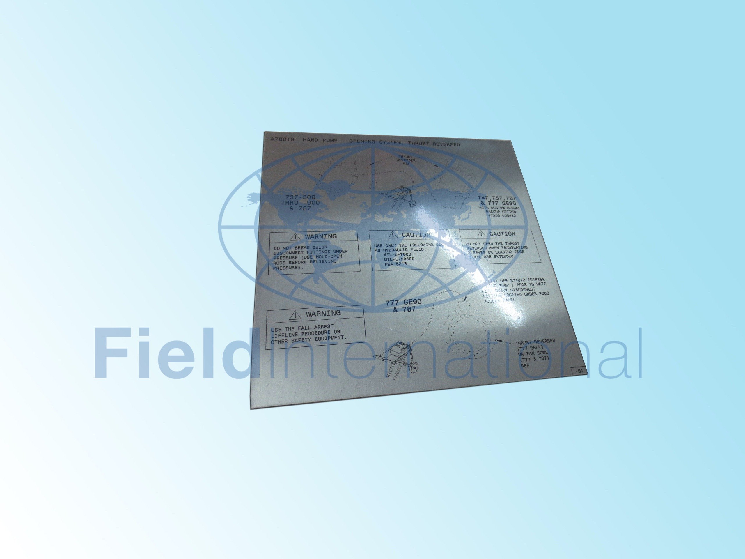 A78019-61 PLACARD